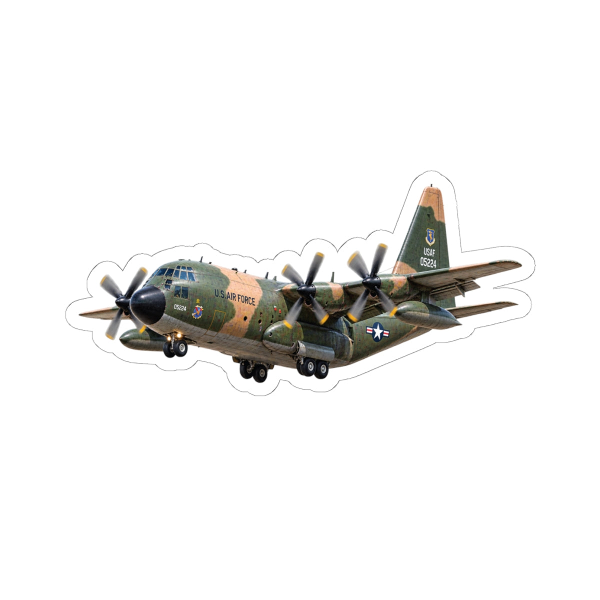 Kiss-Cut Stickers - C-130  Aircraft - Camo - Landing - Approach