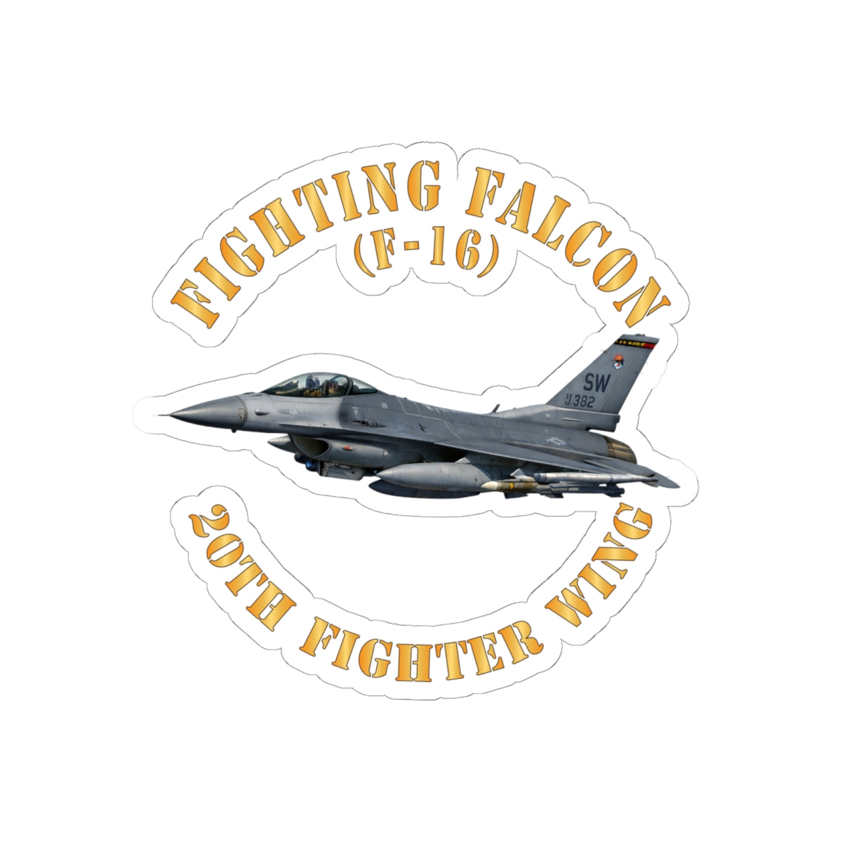 Kiss-Cut Stickers - USAF - F-16 Fighting Falcon - 20th Fighter Wing X 300