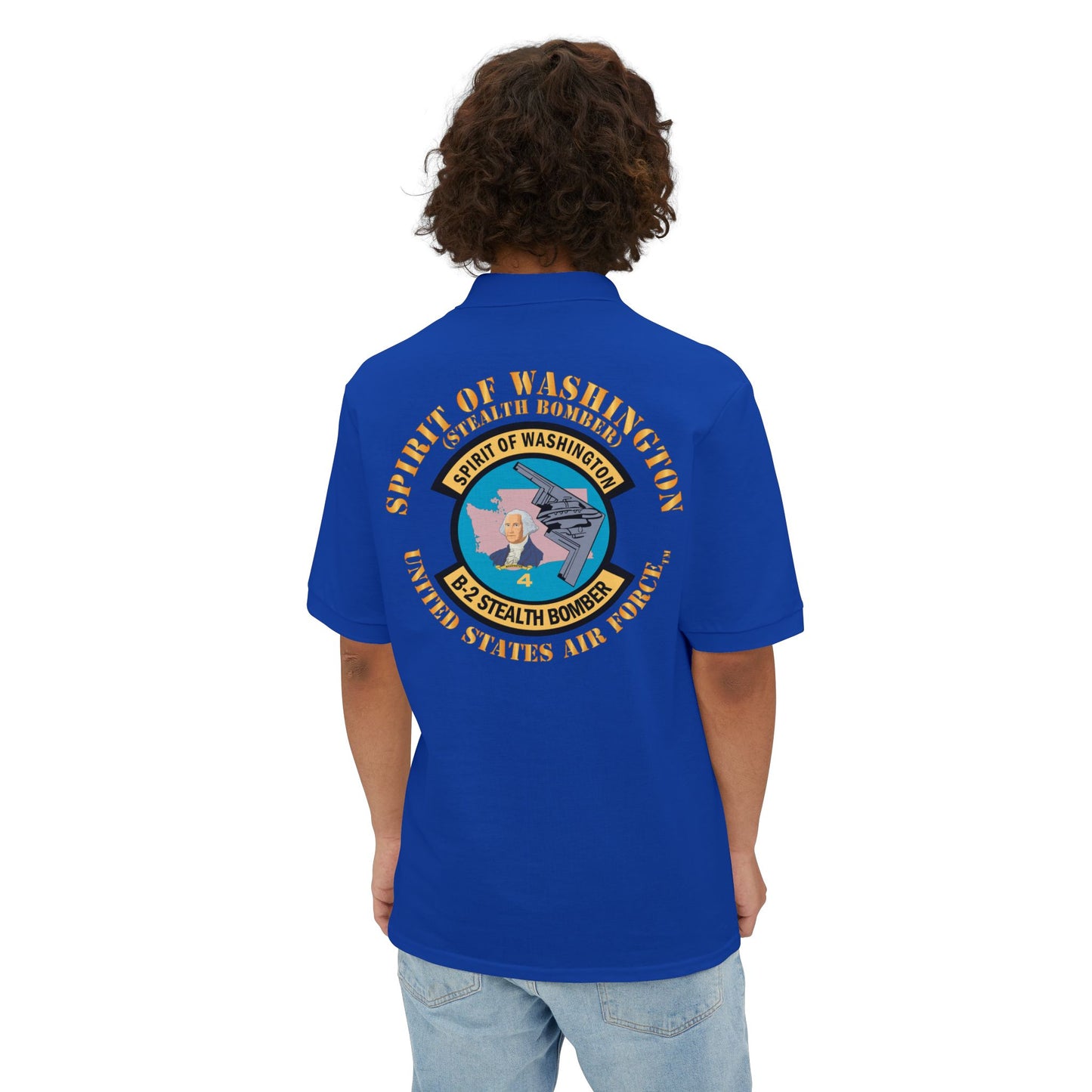 Men's Piqué Polo - USAF - B2 - Spirit of Washington - Stealth Bomber X 300