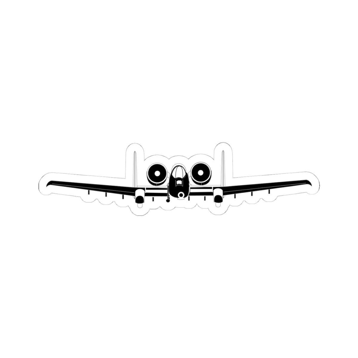 Kiss-Cut Stickers - Aircraft - USAF - A-10 Thunderbolt II - Front - BW X 300