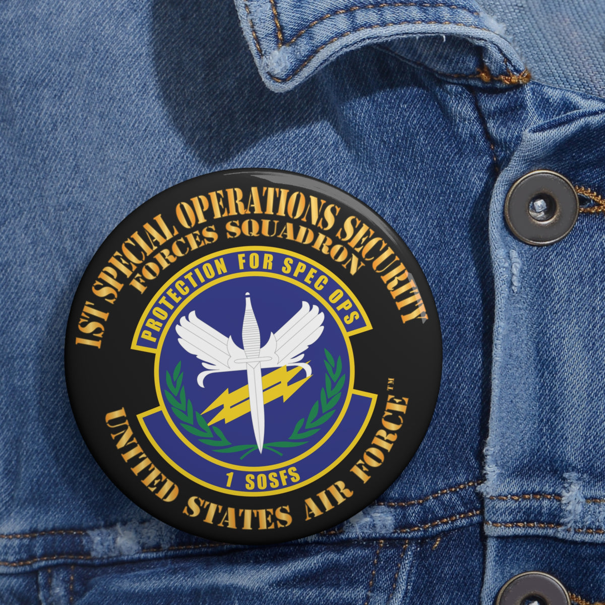 Custom Pin Button - USAF - 1st Special Operations Security Forces Squadron X 300