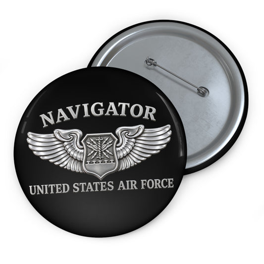 Custom Pin Button - USAF - Navigator Badge - United States Air Force - 3D - Enhanced