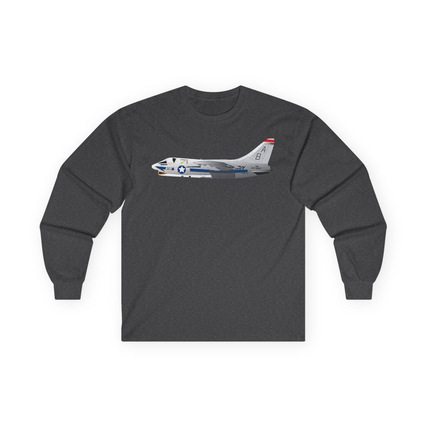 Unisex Ultra Cotton Long Sleeve Tee - Aircraft - Navy - A-7B Corsair II - Side X 300