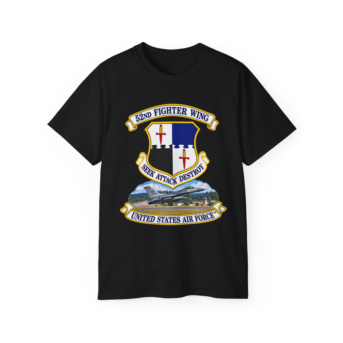 Unisex Ultra Cotton Tee - 52nd Fighter Wing - Shield - United States Air Force w scene and TM