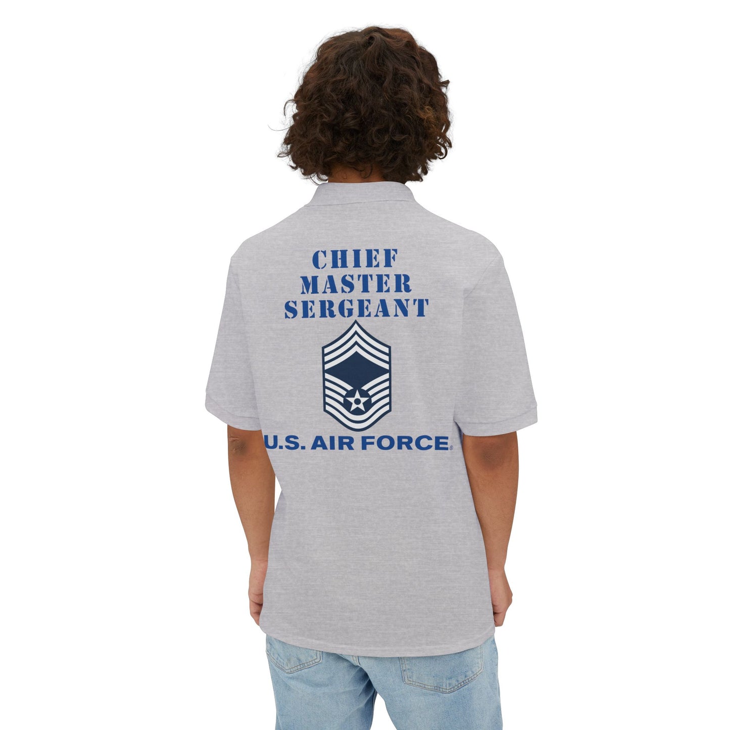 Men's Piqué Polo - USAF - Chief Master Sergeant (E9a) - 2020 - US Air Force w Text X 300