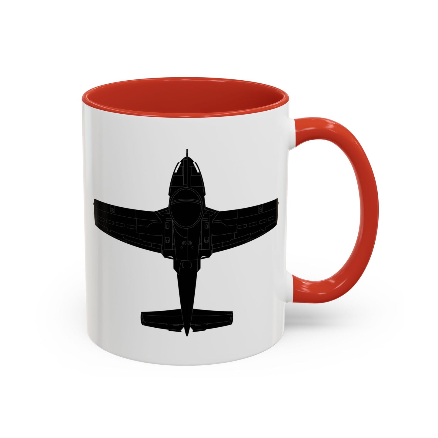 Accent Coffee Mug (11oz & 15oz) - Aircraft - T-37-Trainer - Top - Black - Metal X 300