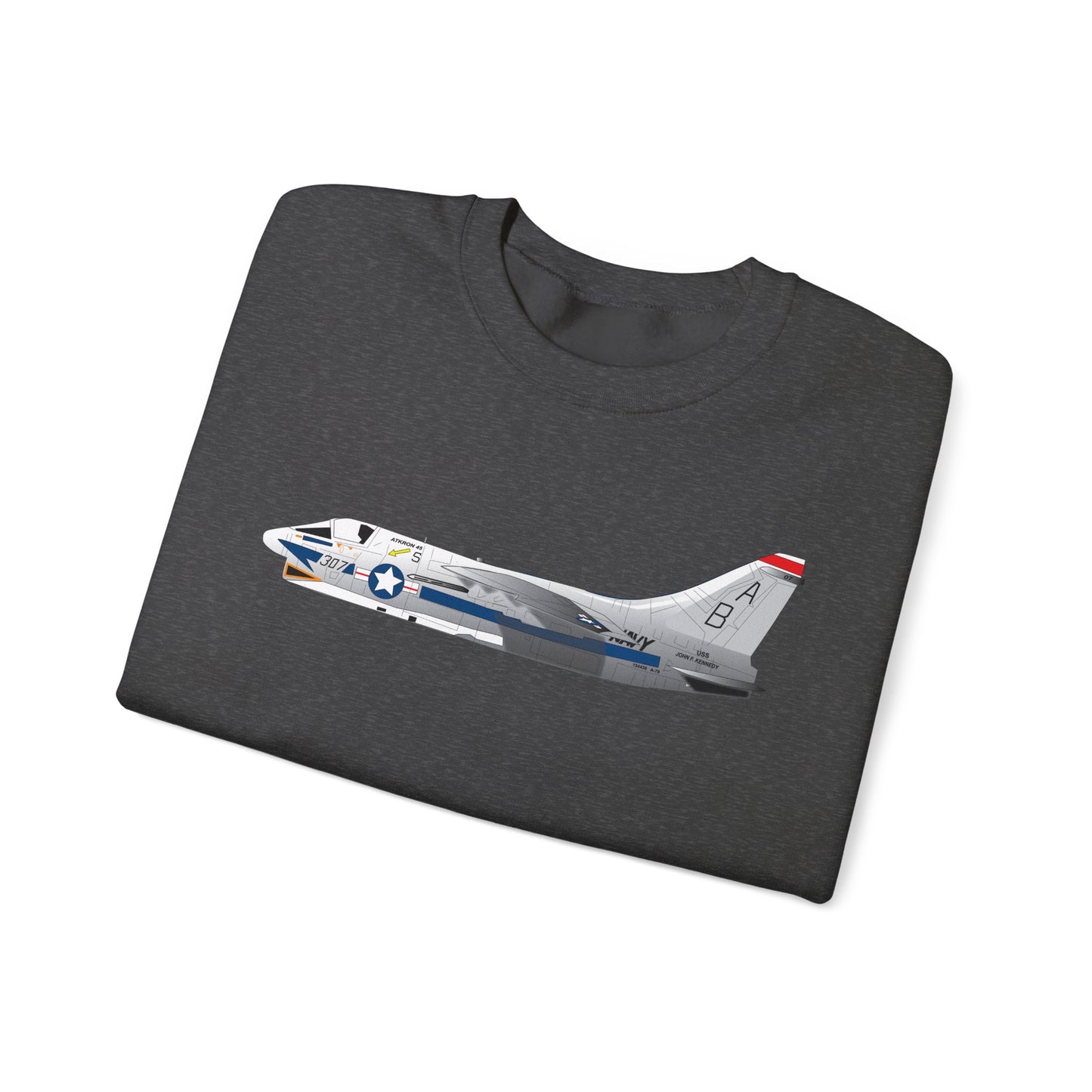 Crewneck Sweatshirt - Aircraft - Navy - A-7B Corsair II - Side X 300