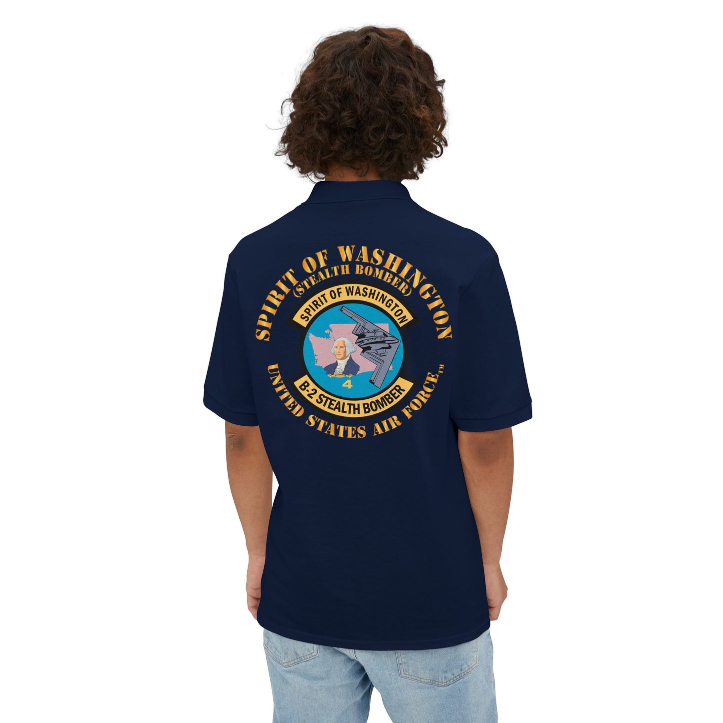 Men's Piqué Polo - USAF - B2 - Spirit of Washington - Stealth Bomber X 300