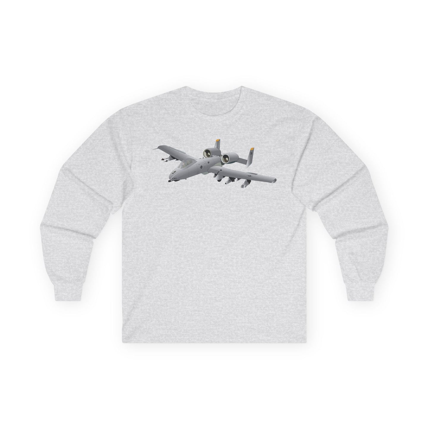 Unisex Ultra Cotton Long Sleeve Tee - Aircraft - A10 - Front - Top - Oblique X 300