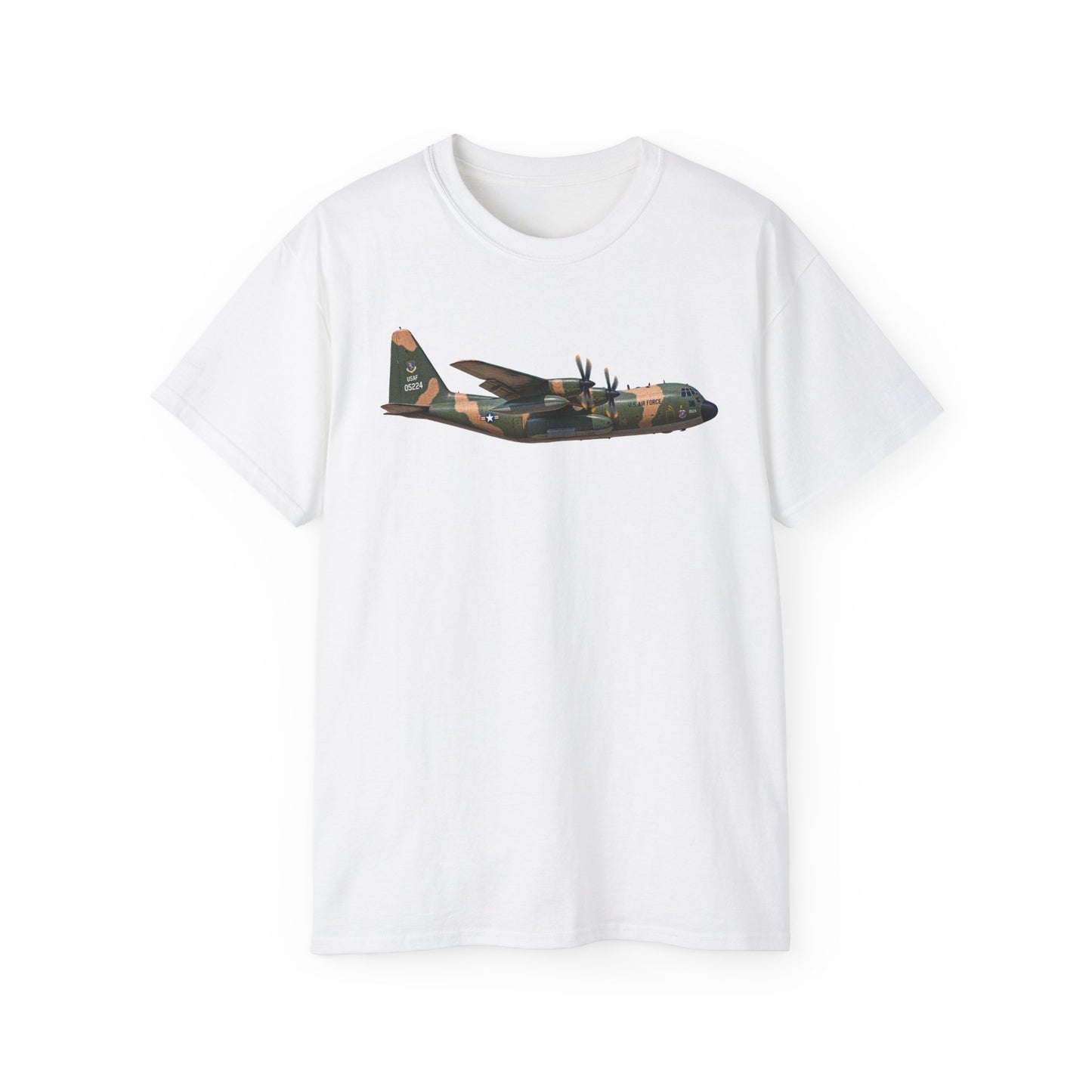 Unisex Ultra Cotton Tee - C-130  Aircraft - Camo - Right Side