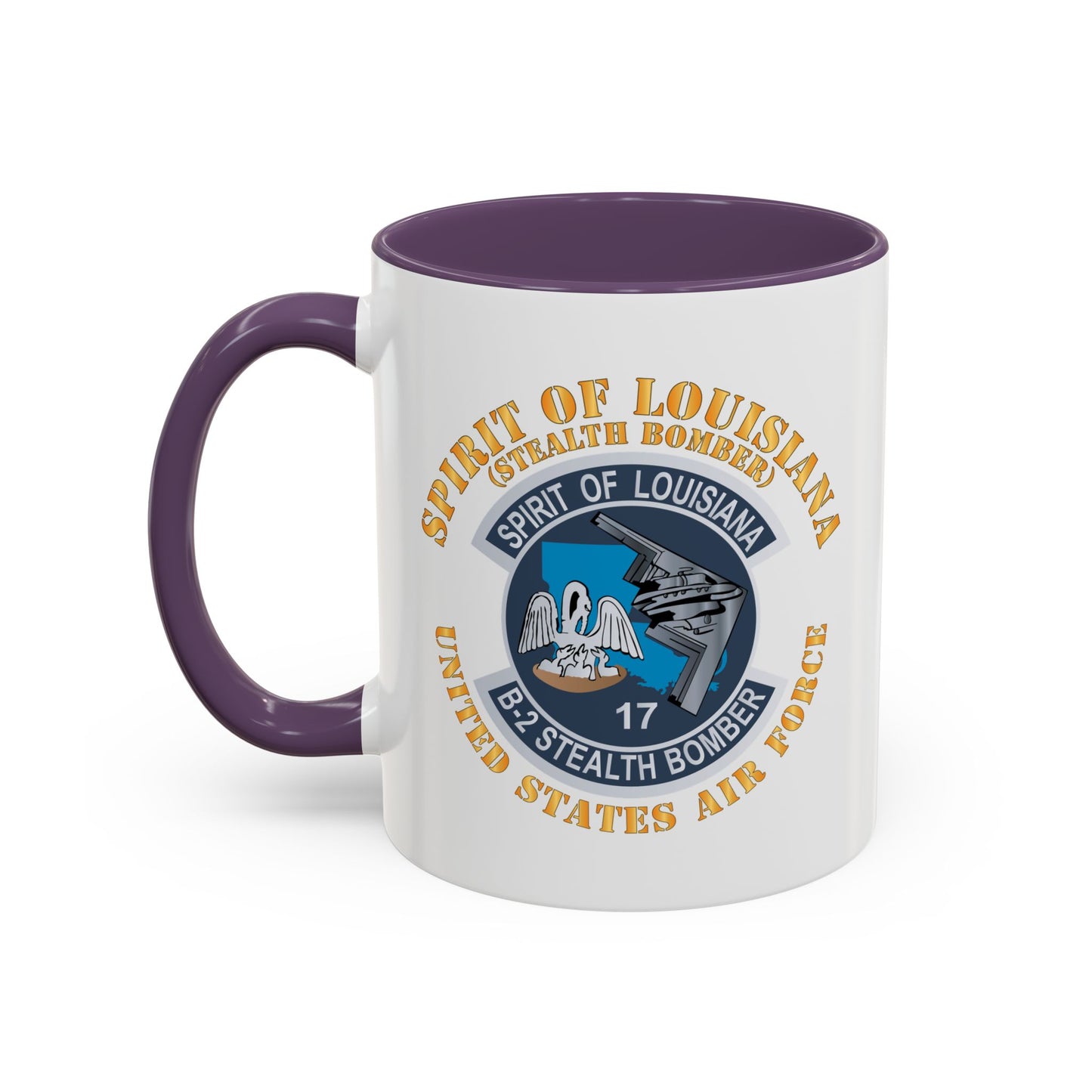 Accent Coffee Mug (11oz & 15oz) - USAF - B2 - Spirit of Louisiana - Stealth Bomber X 300