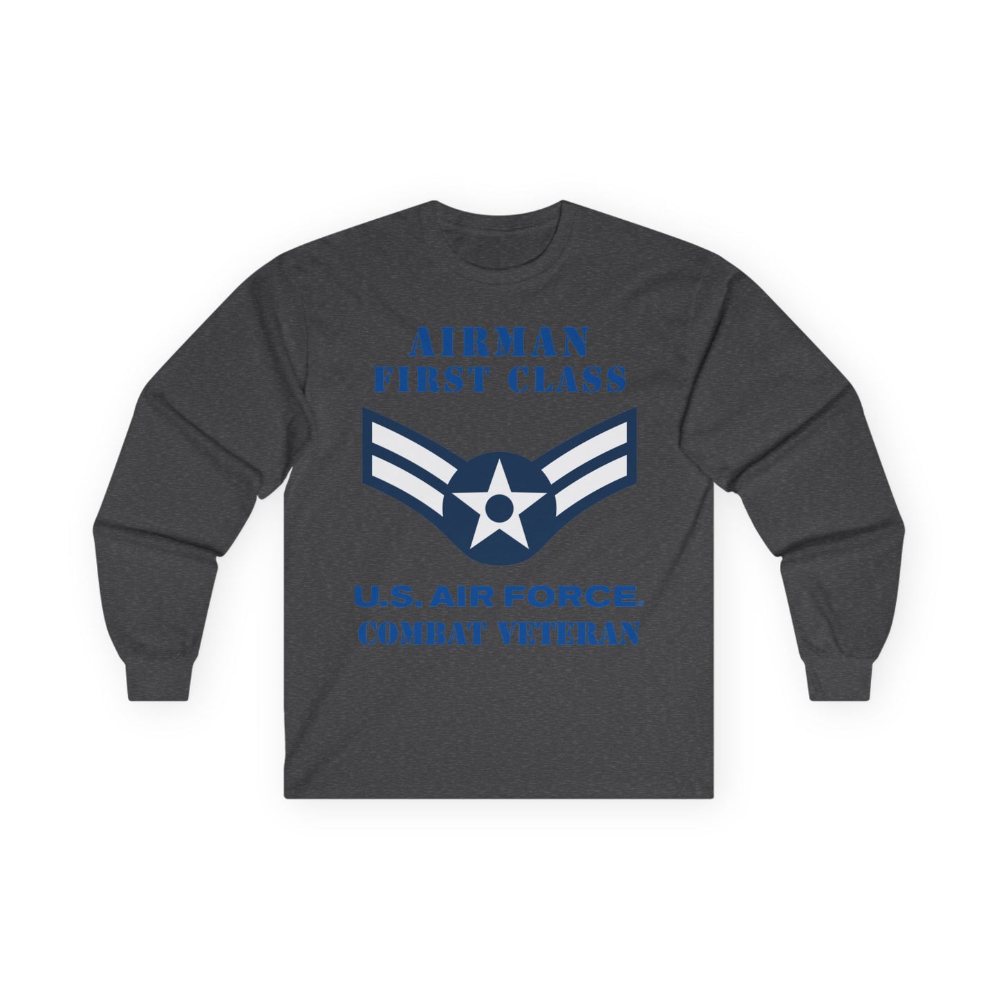 Unisex Ultra Cotton Long Sleeve Tee - USAF - Airman - First Class (E3) - 2020 - Combat Veteran