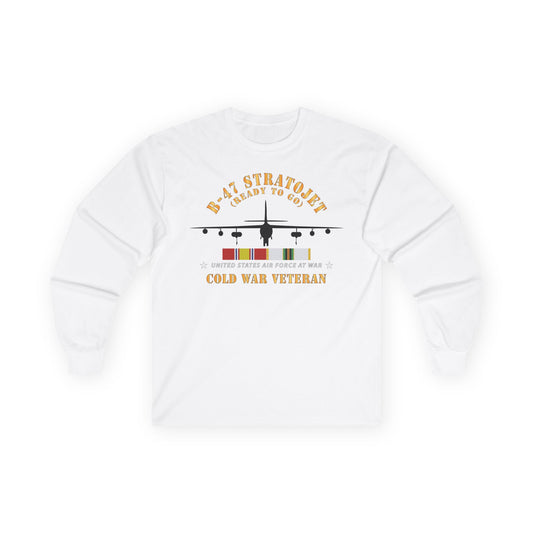 Unisex Ultra Cotton Long Sleeve Tee - USAF - B-47 Stratojet - Ready to Go - Silhouette - Cold War Veteran X 300