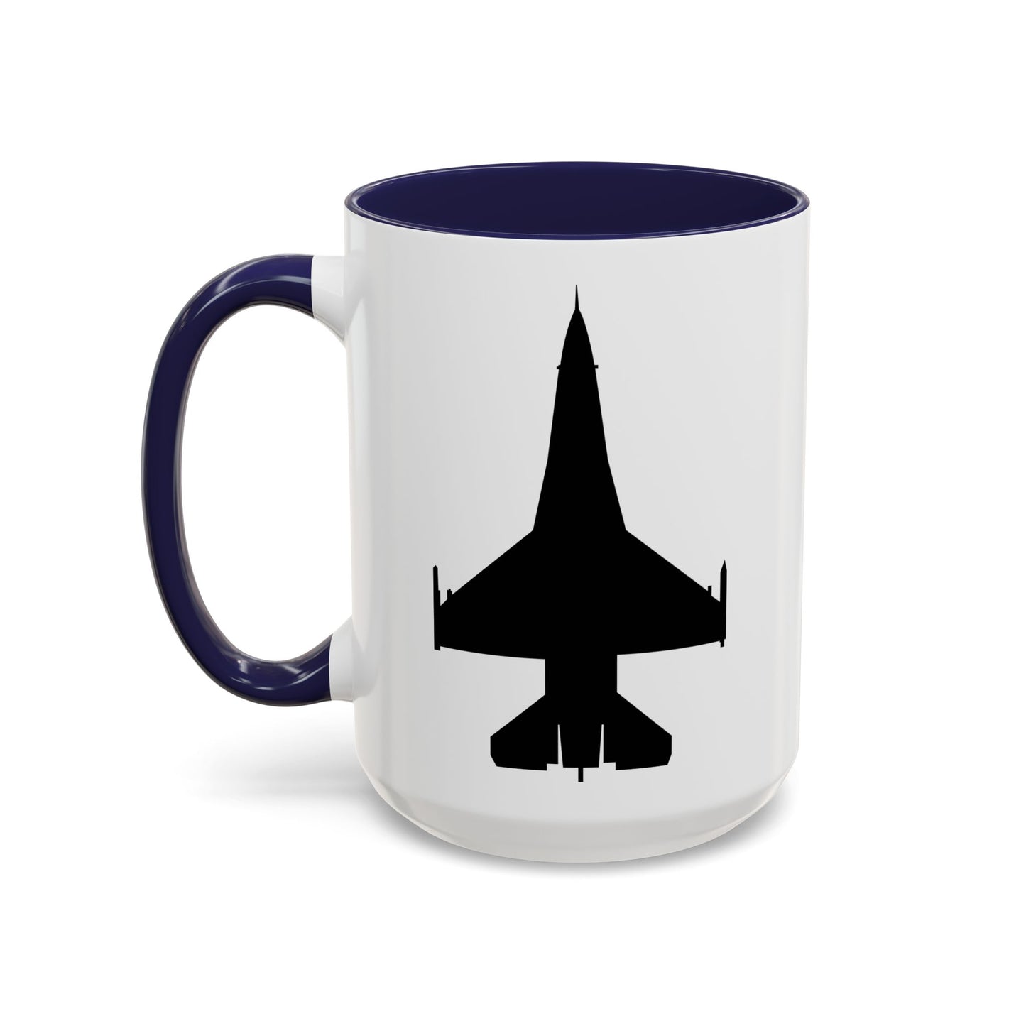 Accent Coffee Mug (11oz & 15oz) - Aircraft - F-16 -Top - Black wo Txt X 300