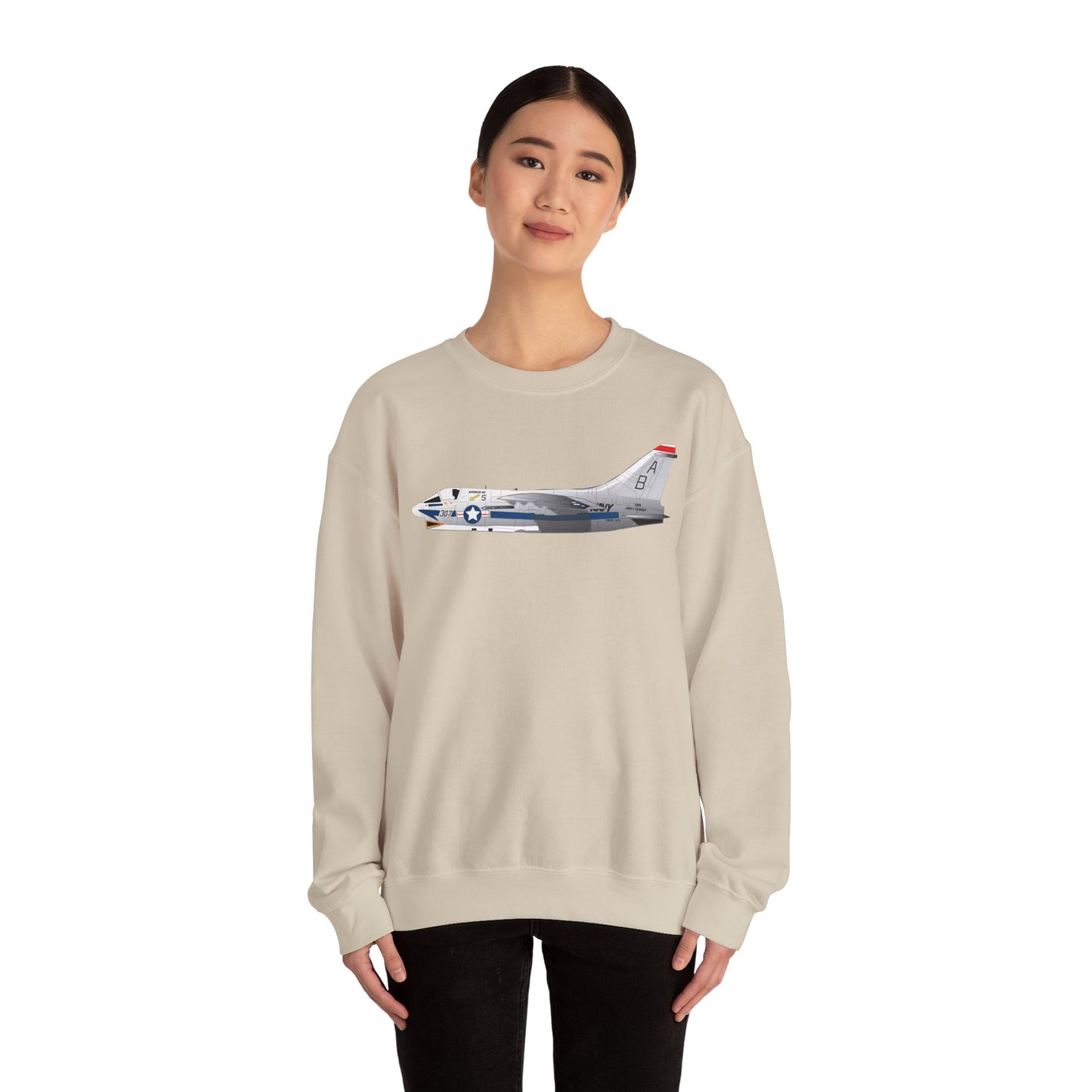 Crewneck Sweatshirt - Aircraft - Navy - A-7B Corsair II - Side X 300