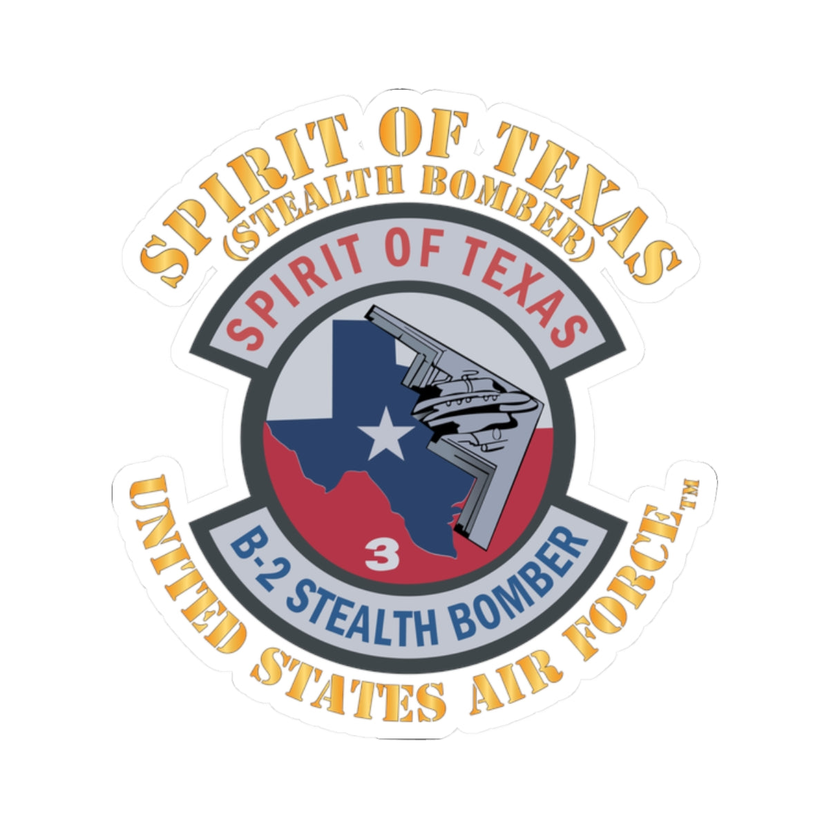 Kiss-Cut Sticker - USAF - B2 - Spirit of Texas - Stealth Bomber X 300