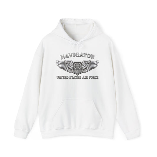 Unisex Heavy Blend Hooded Sweatshirt - USAF - Navigator Badge - United States Air Force - 3D - Enhanced