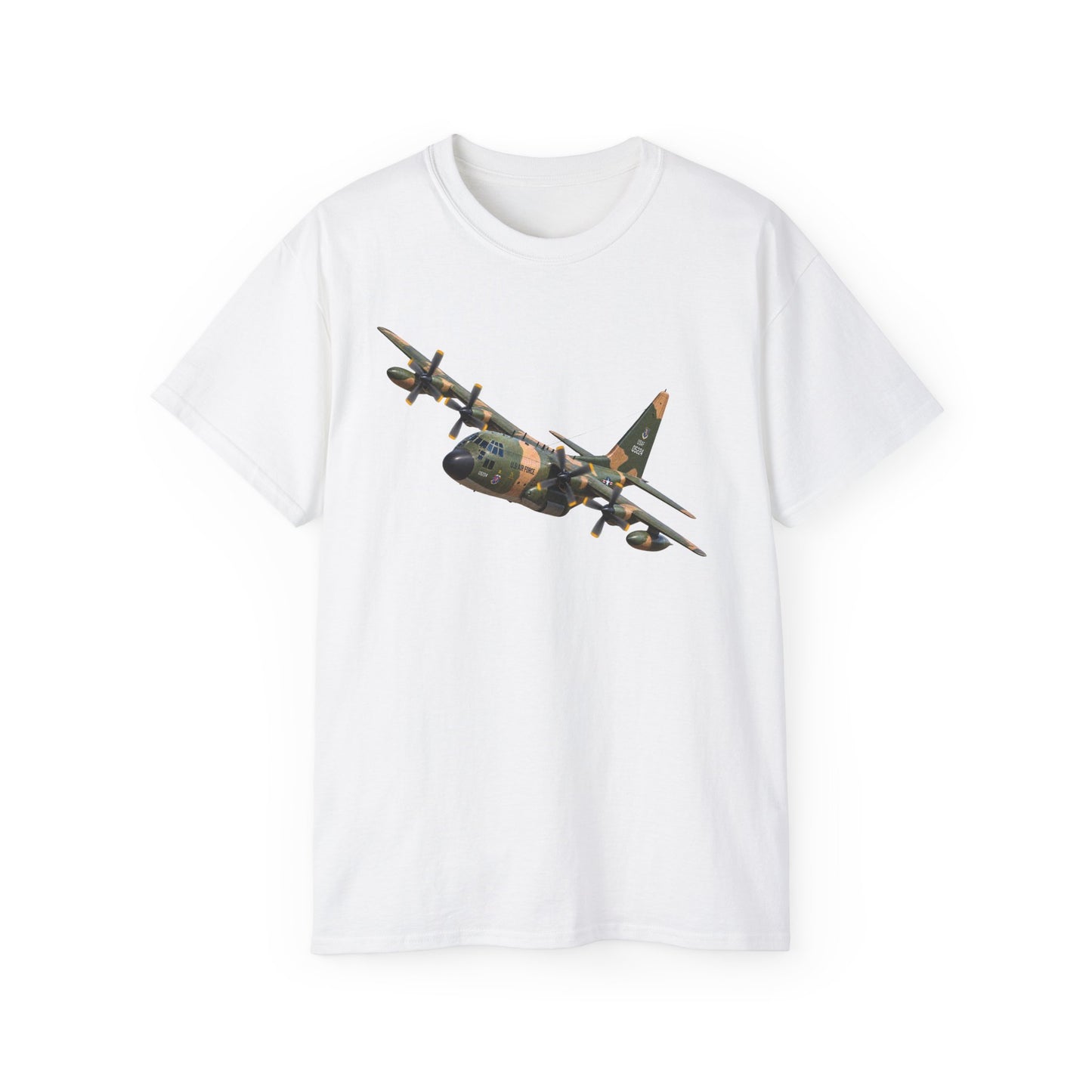 Unisex Ultra Cotton Tee - C-130  Aircraft - Camo - Landing - Hard Left Bank