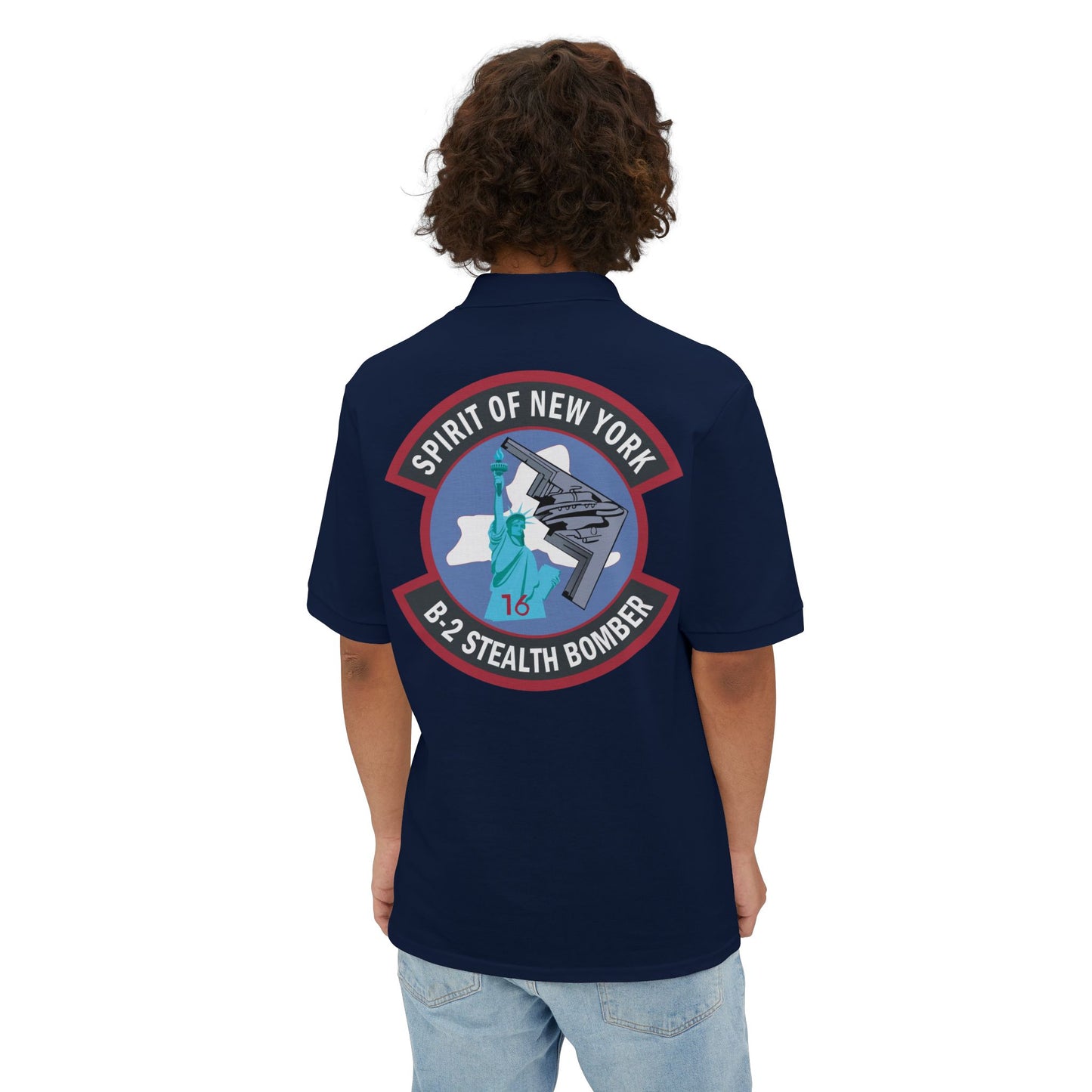 Men's Piqué Polo - USAF - B2 - Spirit of New York - Stealth Bomber wo txt X 300