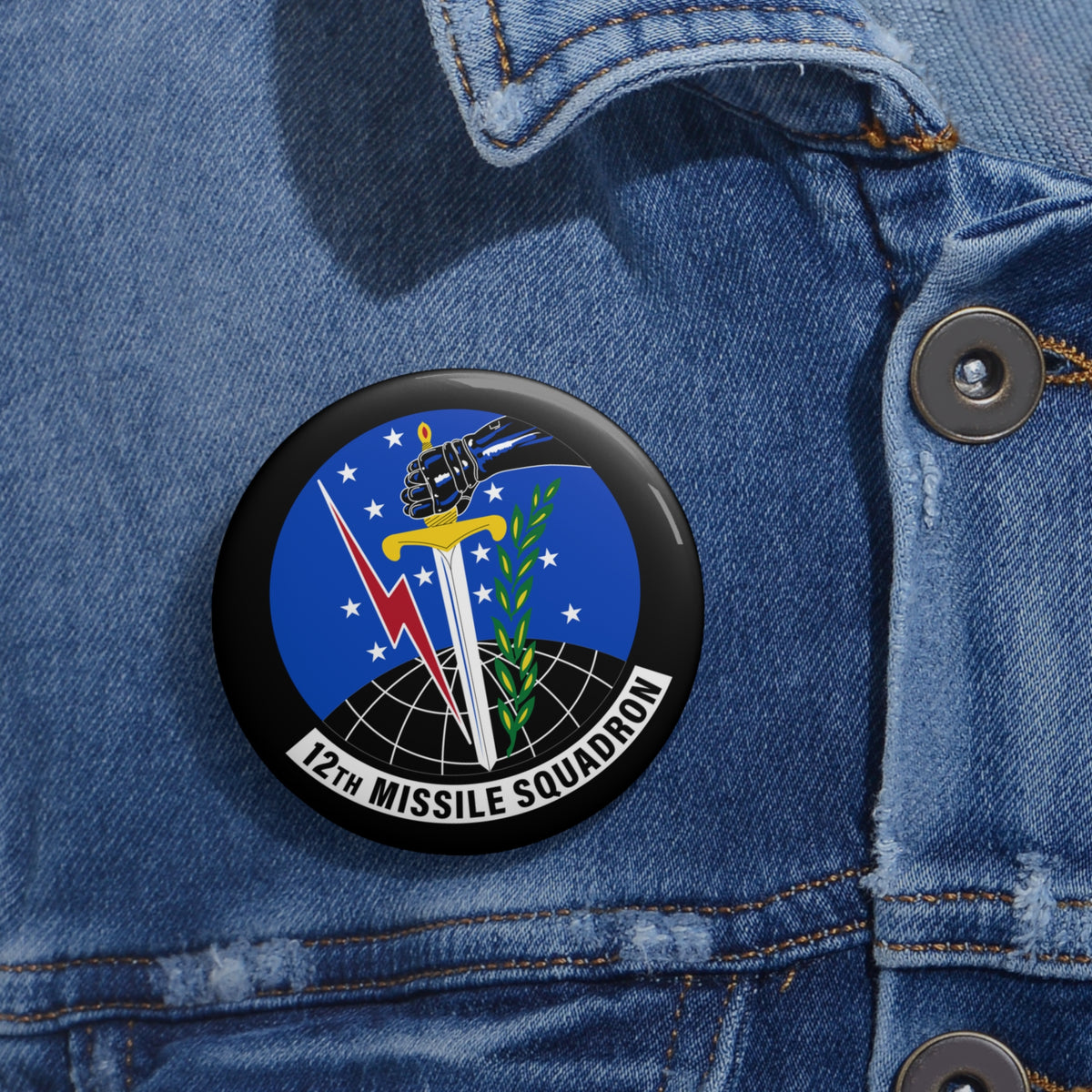 Custom Pin Button - USAF - 12th Missile Squadron wo txt