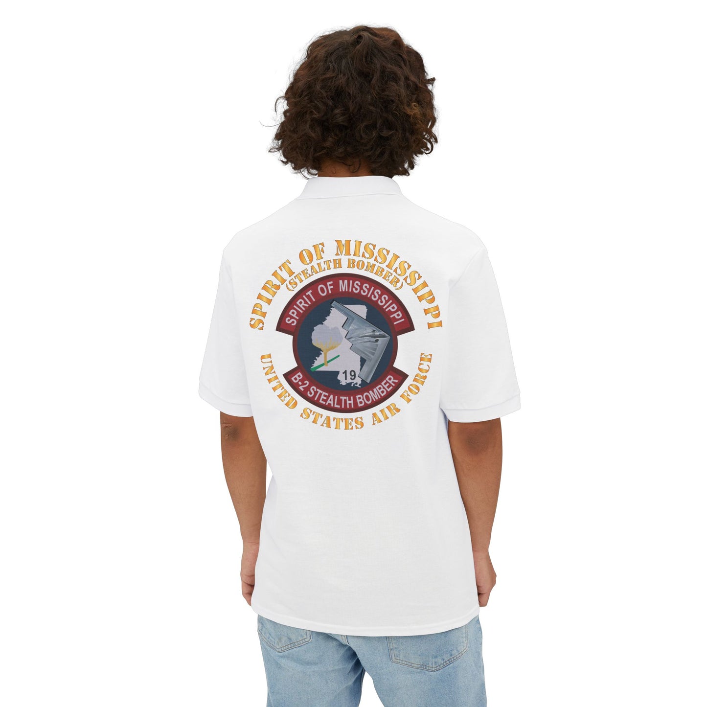 Men's Piqué Polo - USAF - B2 - Spirit of Mississippi - Stealth Bomber X 300