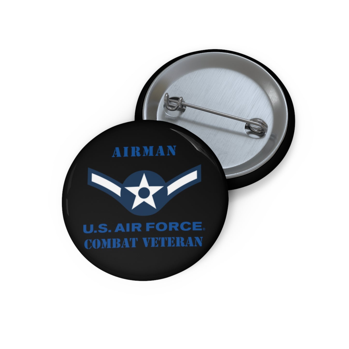 Custom Pin Button - USAF - Airman (E2) - 2020 - US Air Force - Combat Veteran
