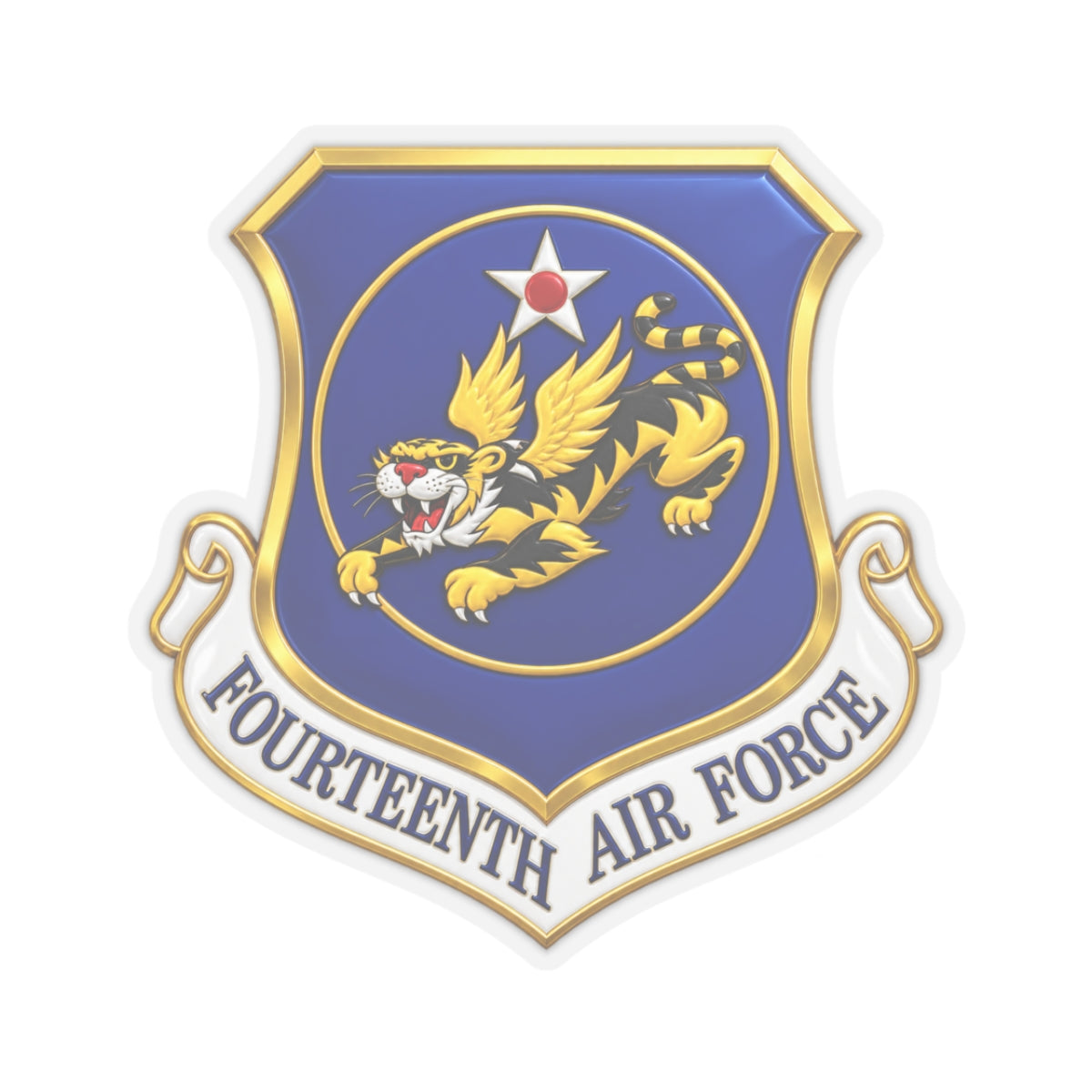 Kiss-Cut Stickers - USAF - 14th Air Force - Flying Tigers wo txt - 3D - Enhanced