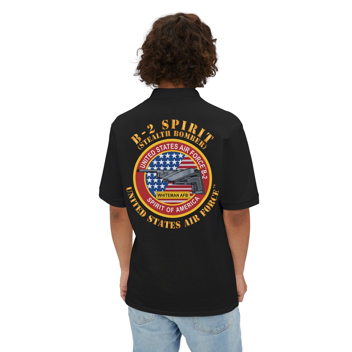 Men's Piqué Polo - USAF - B2 - Spirit - Stealth Bomber X 300