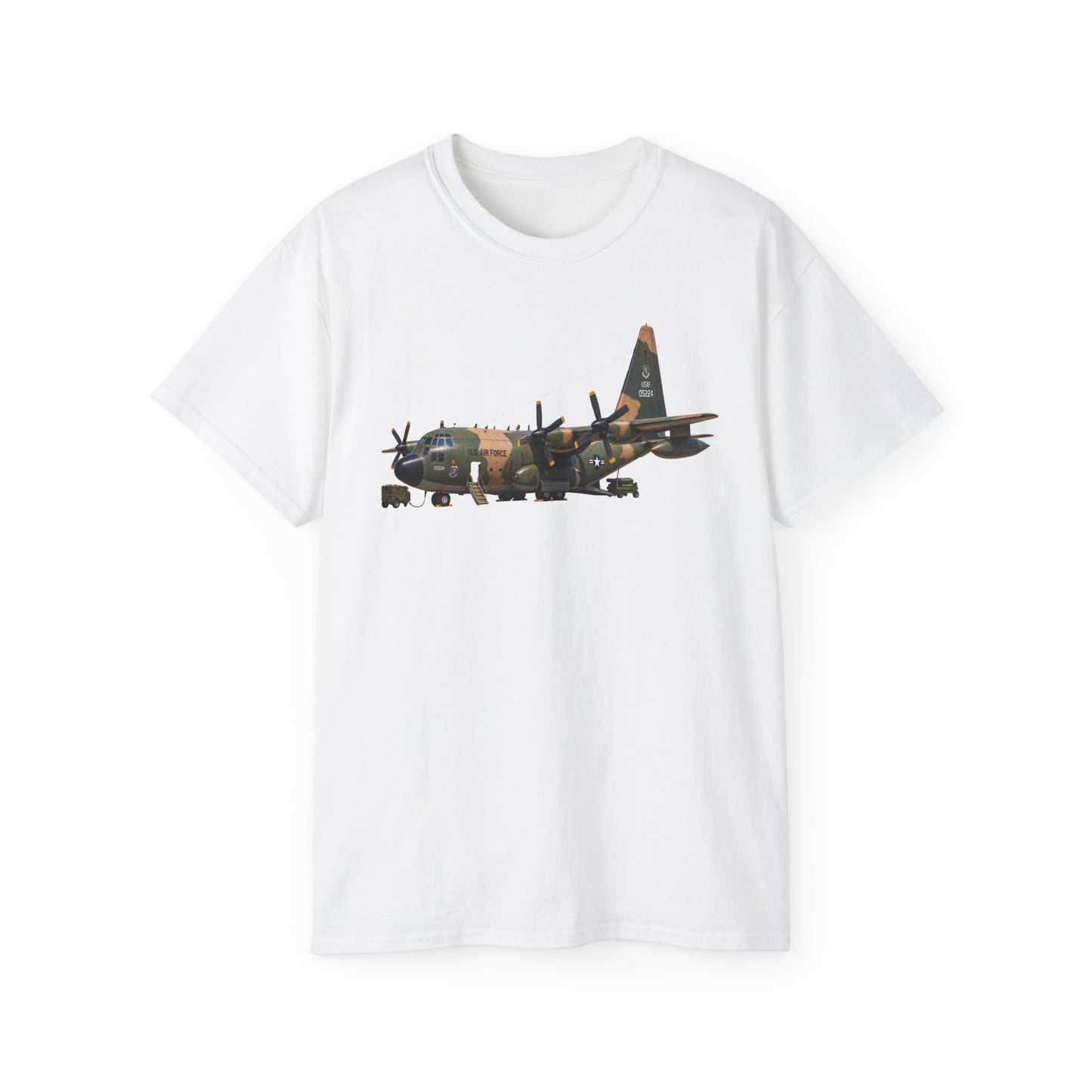 Unisex Ultra Cotton Tee - C-130  Aircraft - Camo - Landing - Parked - Static