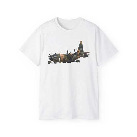 Unisex Ultra Cotton Tee - C-130  Aircraft - Camo - Landing - Parked - Static