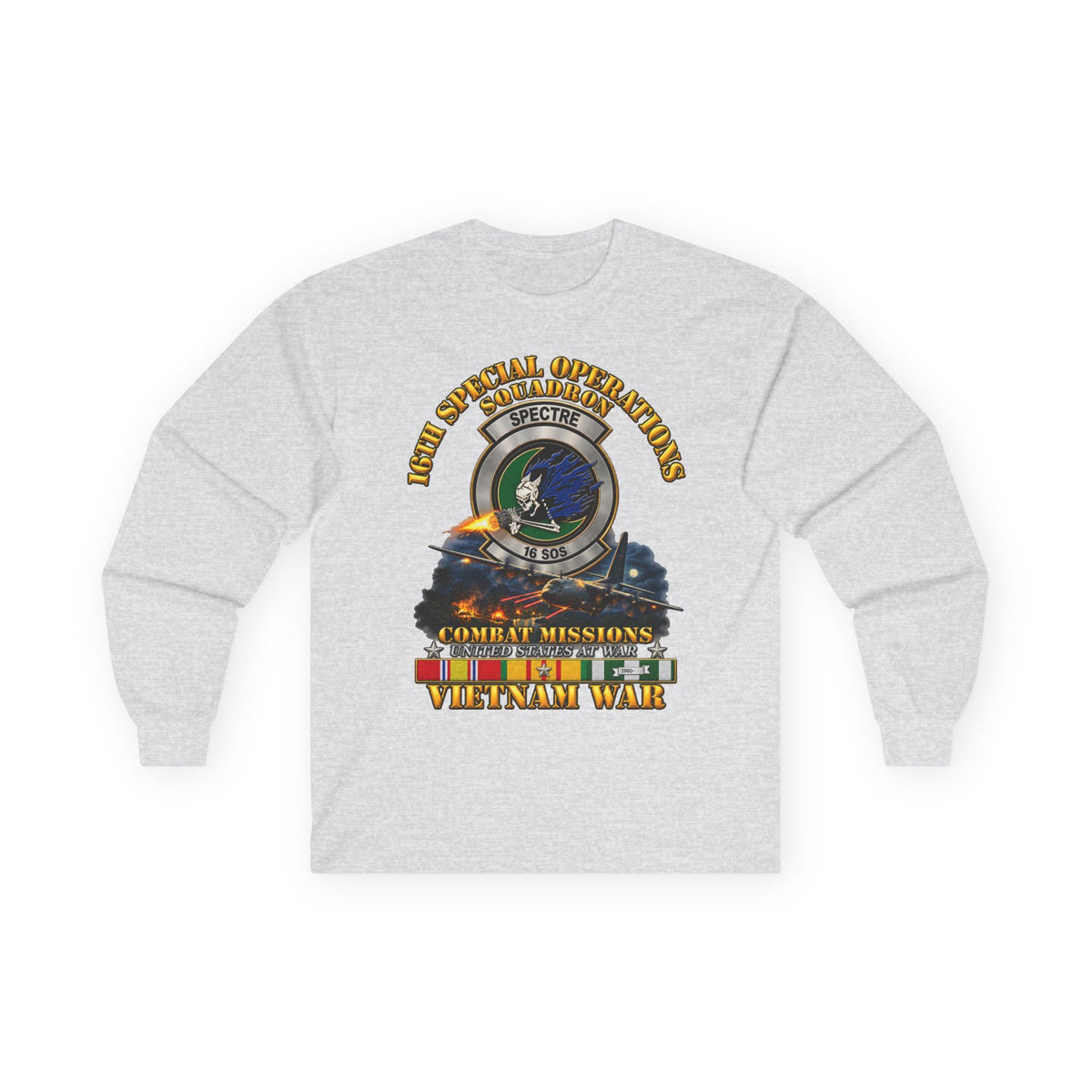 Unisex Ultra Cotton Long Sleeve Tee - SOF - 16th SOS - Combat Missions w VN SVC - 3D - Enhanced