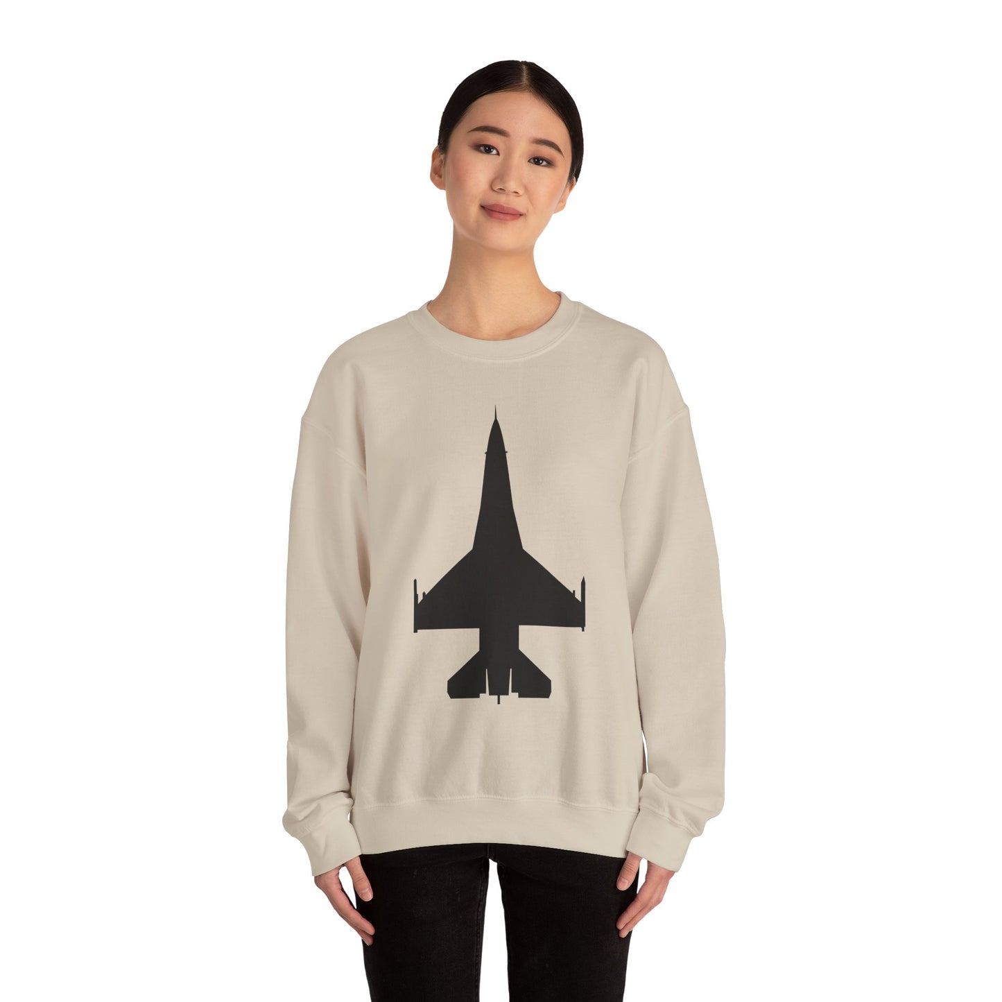 Crewneck Sweatshirt - Aircraft - F-16 -Top - Black wo Txt X 300