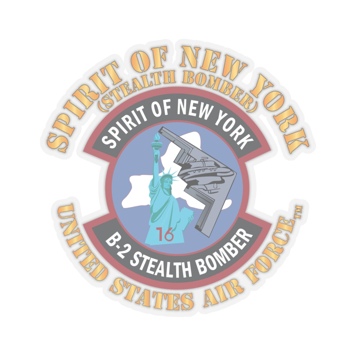 Kiss-Cut Stickers - USAF - B2 - Spirit of New York - Stealth Bomber X 300