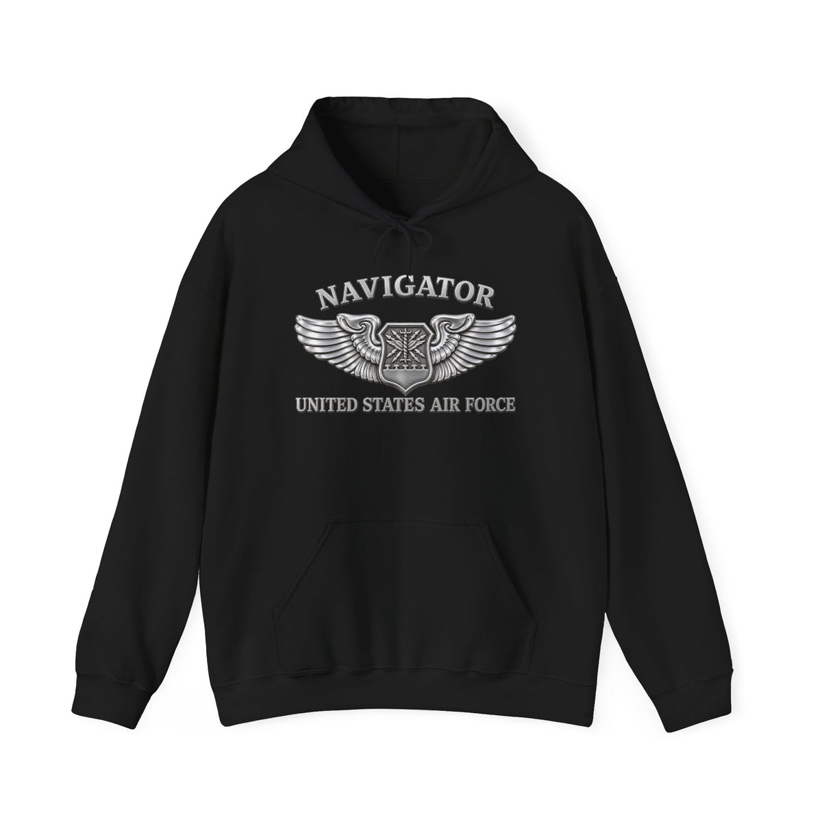 Unisex Heavy Blend Hooded Sweatshirt - USAF - Navigator Badge - United States Air Force - 3D - Enhanced