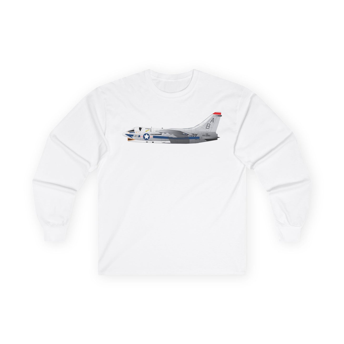 Unisex Ultra Cotton Long Sleeve Tee - Aircraft - Navy - A-7B Corsair II - Side X 300