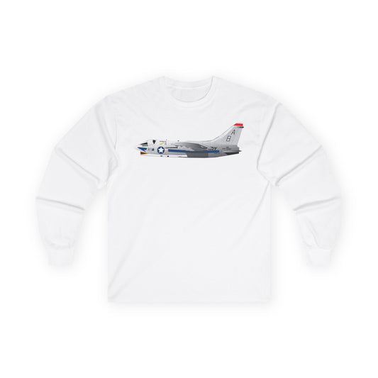 Unisex Ultra Cotton Long Sleeve Tee - Aircraft - Navy - A-7B Corsair II - Side X 300