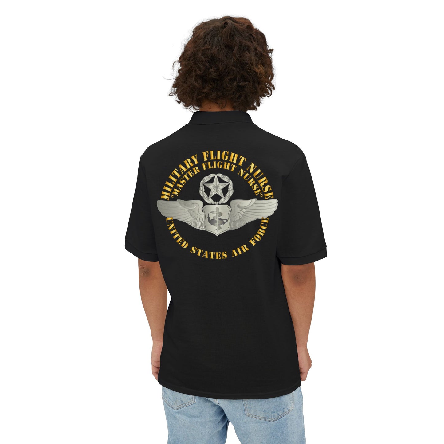 Men's Piqué Polo -USAF - Military Flight Nurse - Flight Nurse - Master