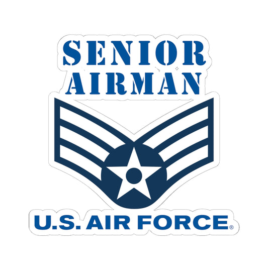 Kiss-Cut Stickers - USAF - Senior Airman (E4) - 2020 - US Air Force w Text X 300