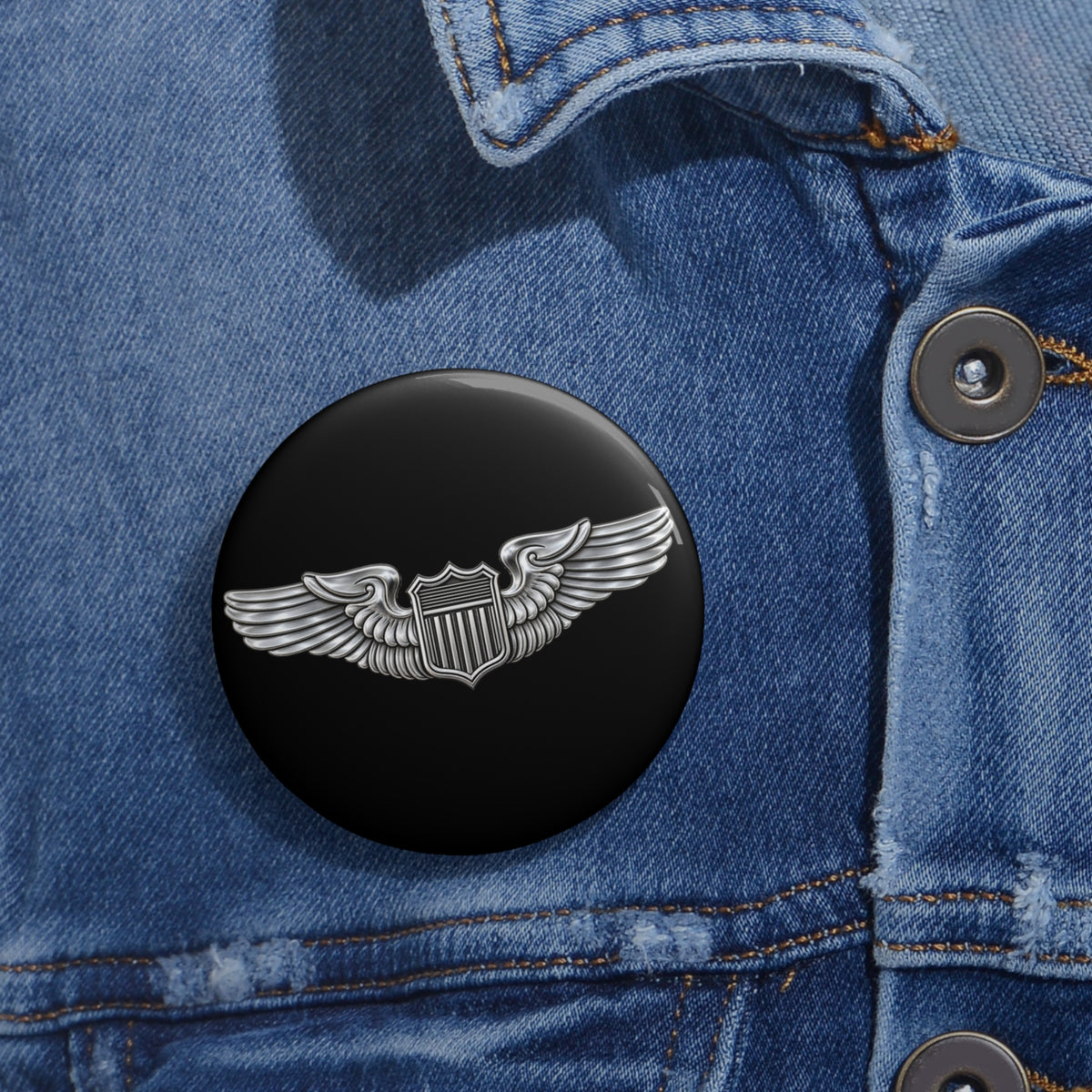 Custom Pin Button - USAF - Basic Pilot Badge wo Txt - 3D - Enhanced