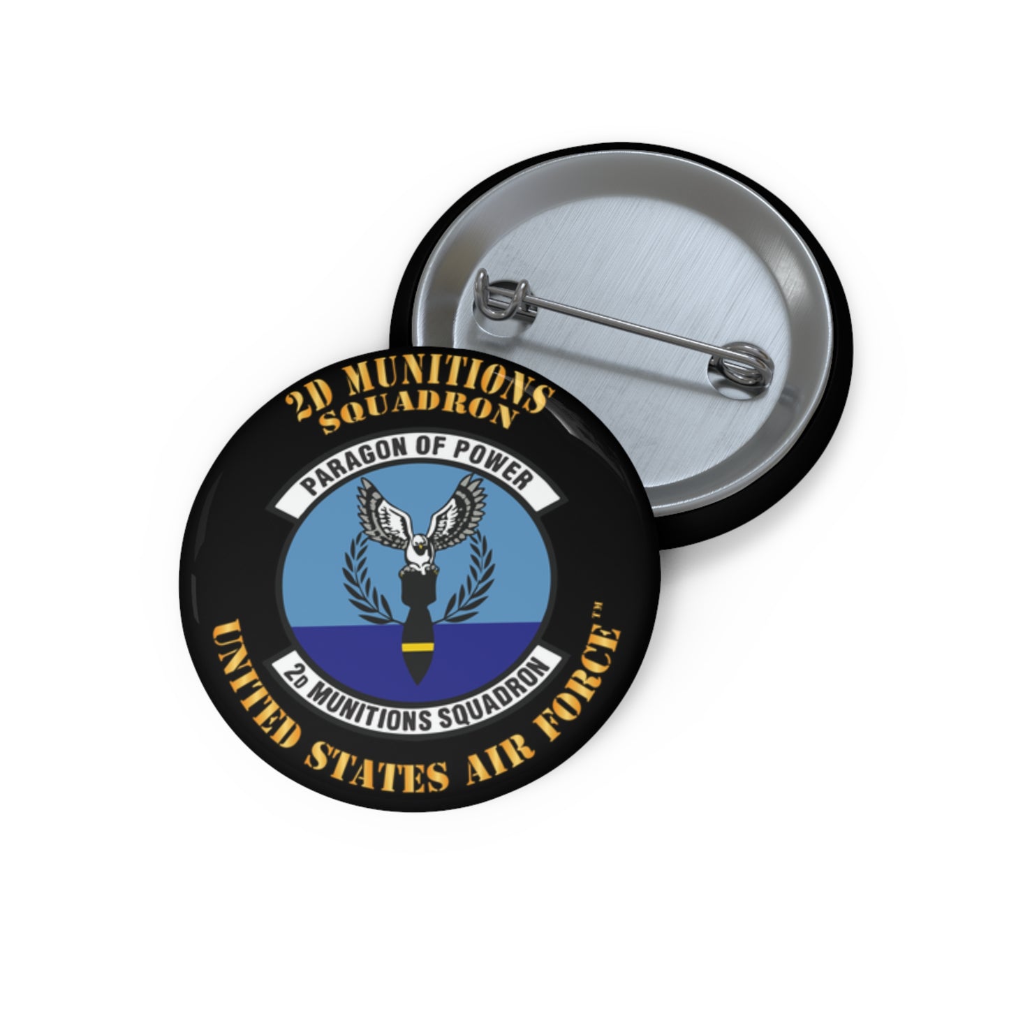 Custom Pin Button - USAF - 2nd Munitions Squadron