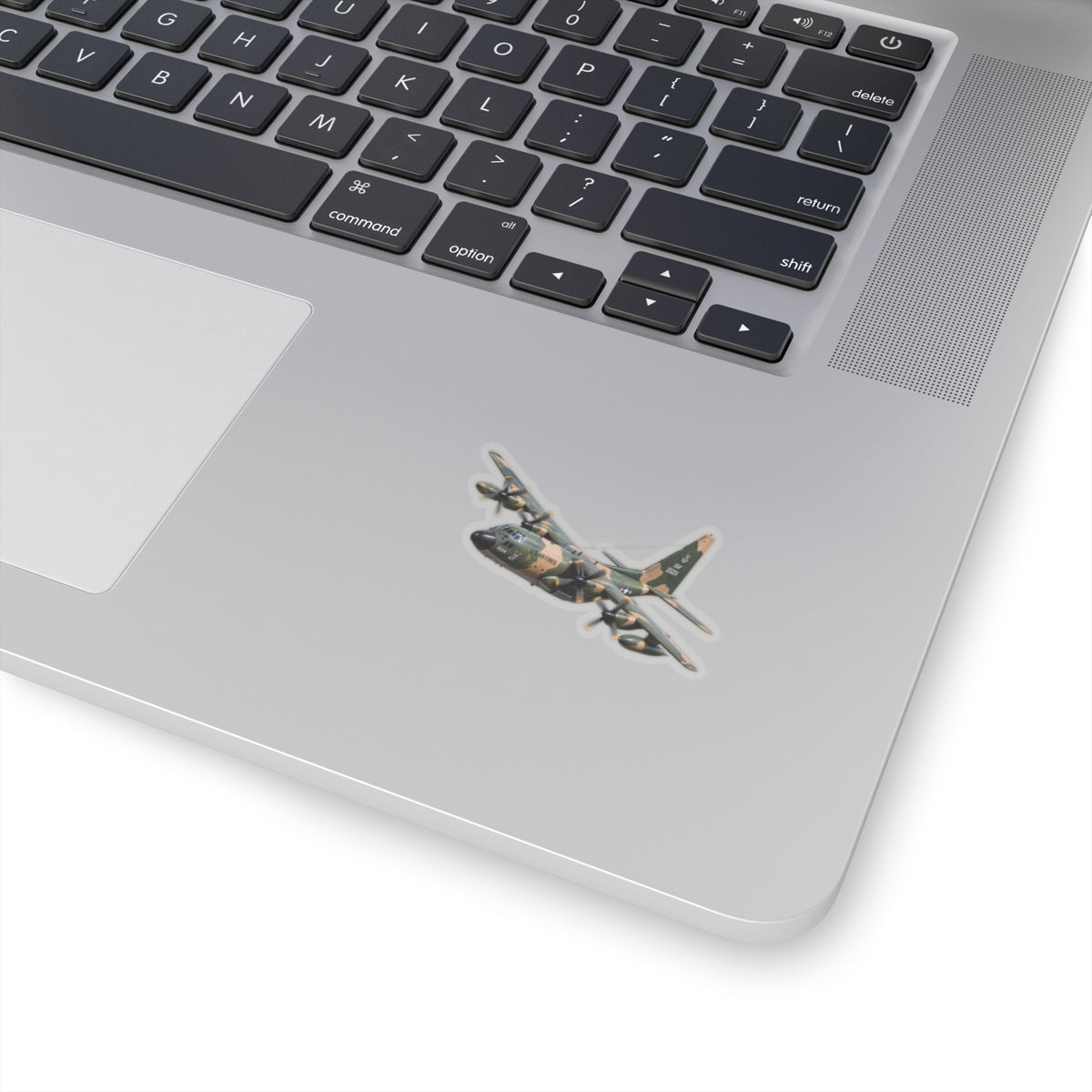 Kiss-Cut Stickers - C-130  Aircraft - Camo - Steep Left Bank Climbing Turn