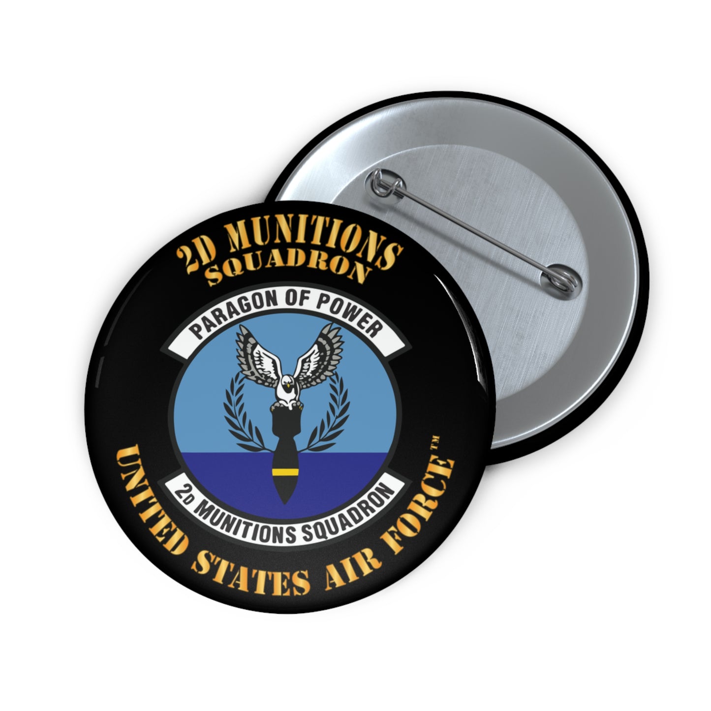 Custom Pin Button - USAF - 2nd Munitions Squadron