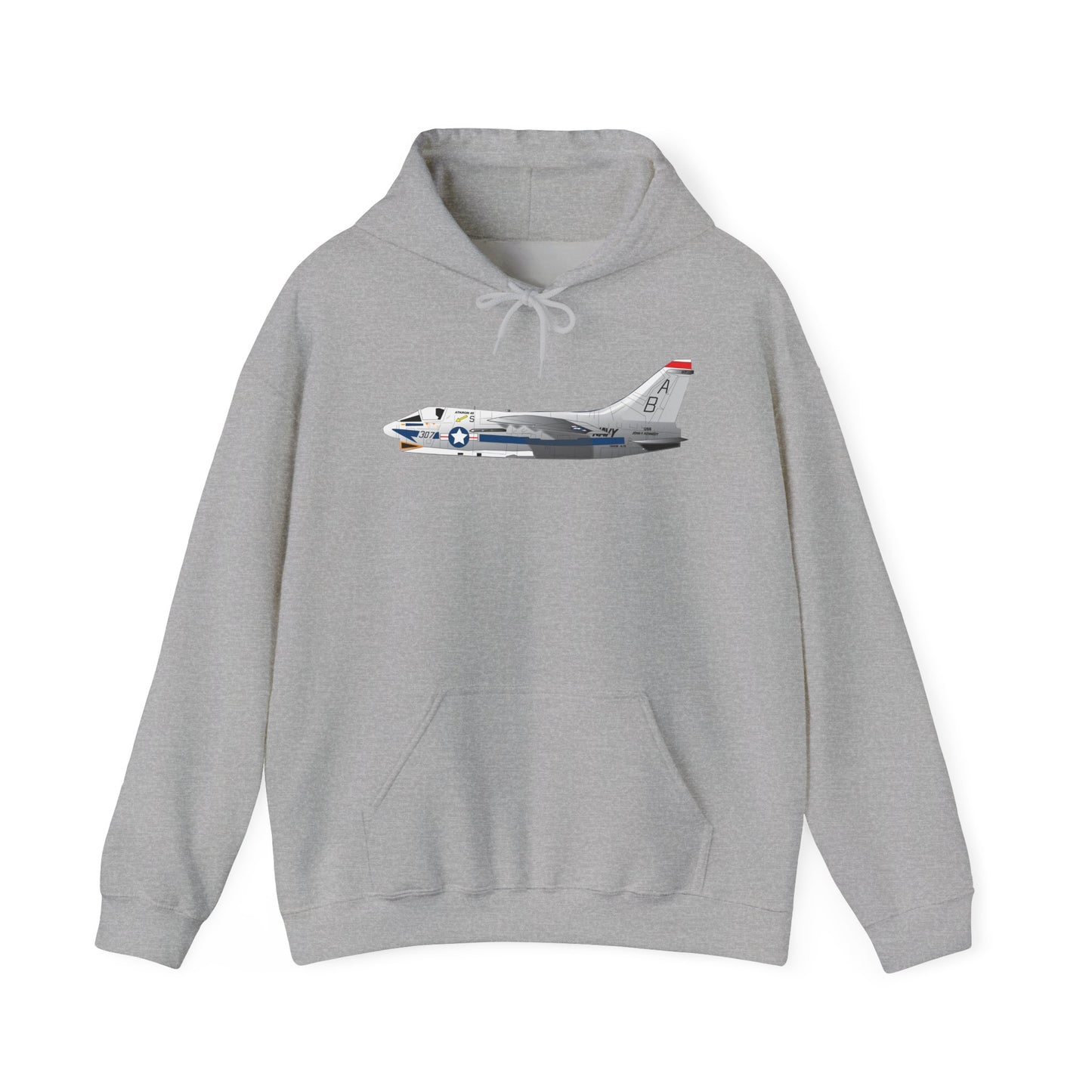 Unisex Heavy Blend Hooded Sweatshirt - Aircraft - Navy - A-7B Corsair II - Side X 300