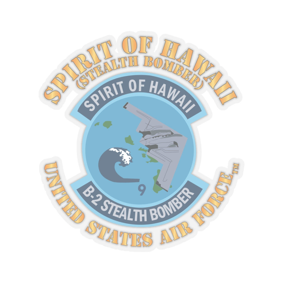 Kiss-Cut Stickers - USAF - B2 - Spirit of Hawaii - Stealth Bomber X 300