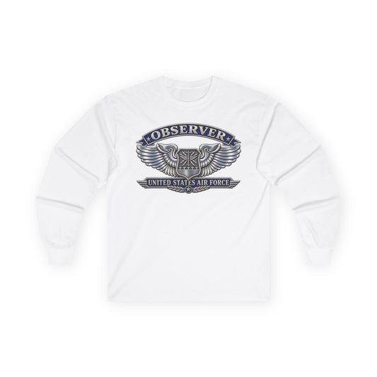 Unisex Ultra Cotton Long Sleeve Tee - USAF - Observer Badge - United States Air Force - 3D - Enhanced