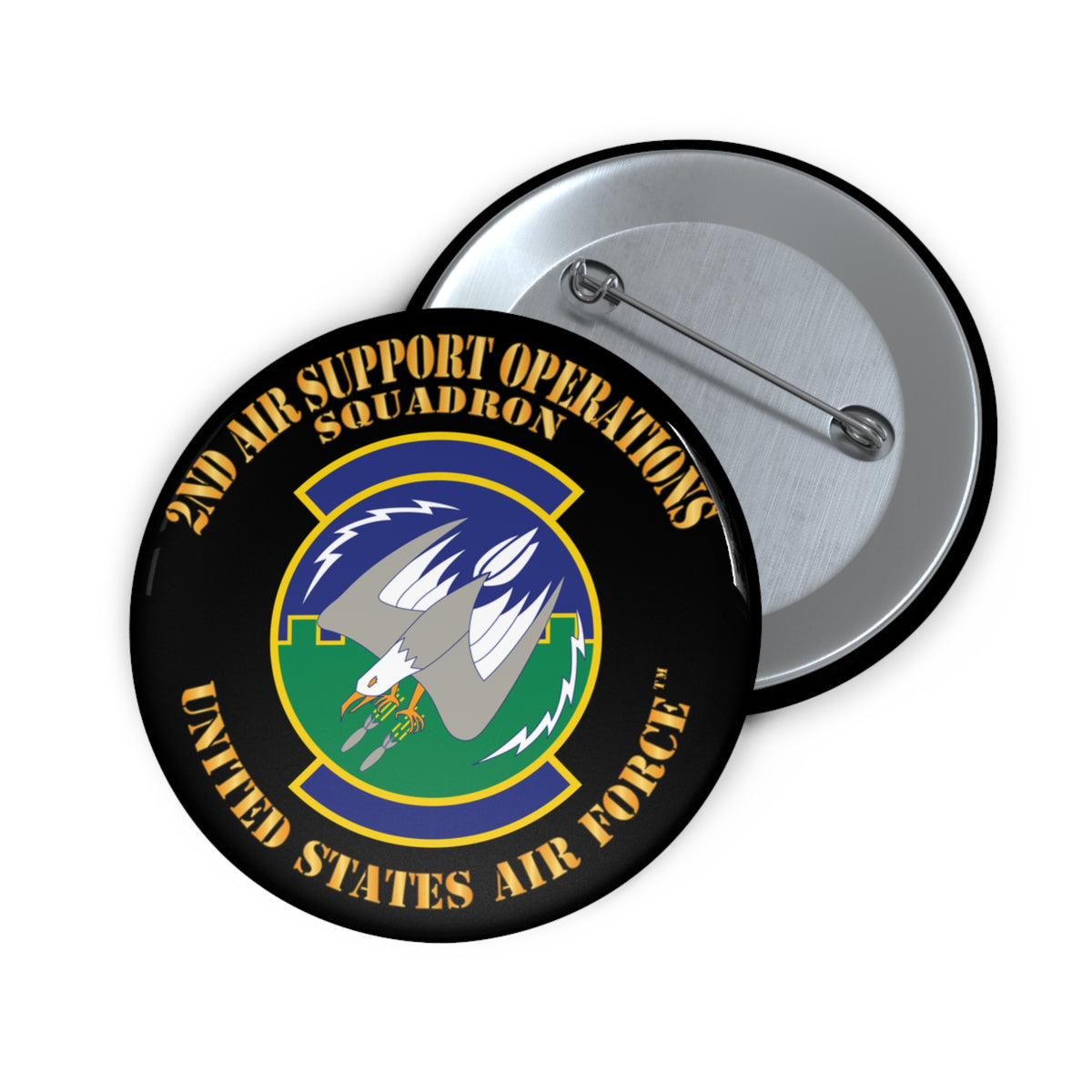 Custom Pin Button - USAF - 2nd Air Support Operations Squadron