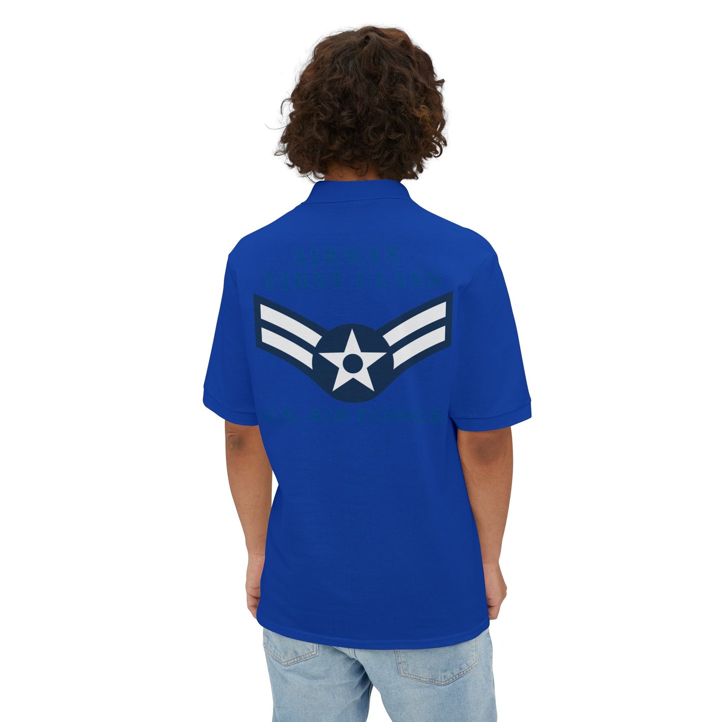 Men's Piqué Polo - USAF - Airman (E2) - 2020 - US Air Force w Text X 300