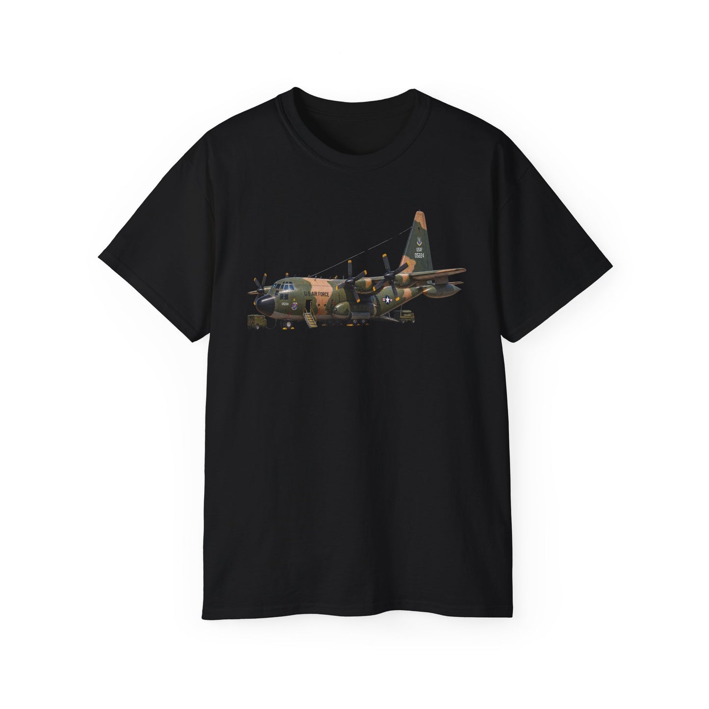 Unisex Ultra Cotton Tee - C-130  Aircraft - Camo - Landing - Parked - Static