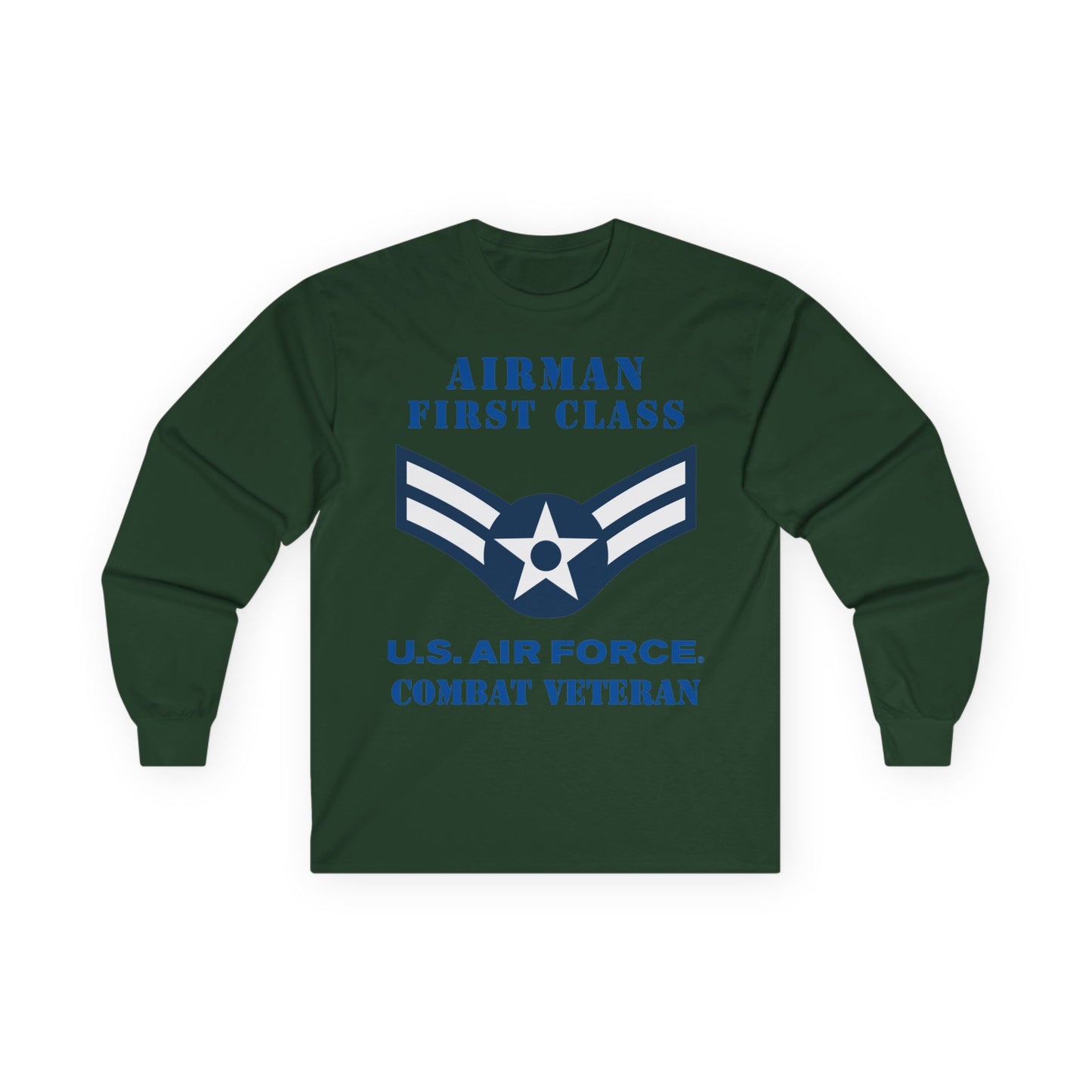 Unisex Ultra Cotton Long Sleeve Tee - USAF - Airman - First Class (E3) - 2020 - Combat Veteran