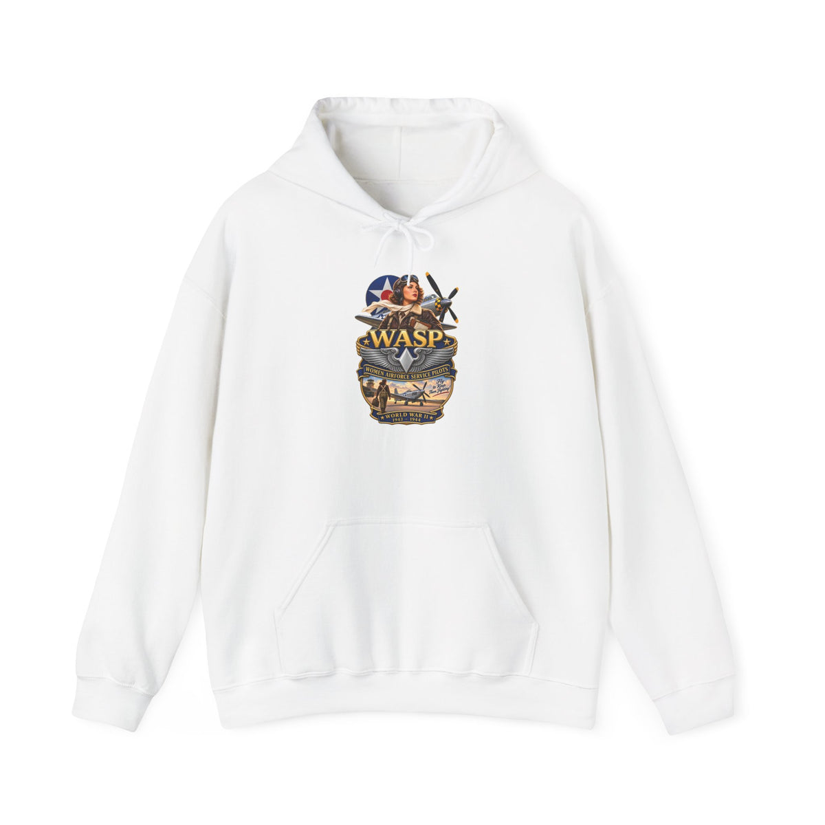 Unisex Heavy Blend Hooded Sweatshirt - WASP - Women Airforce Service Pilot - WWII - 3D - Enhanced
